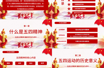 大气精美 纪念五四青年节一百周年弘扬五四精神做新时代有为青年通用PPT模板