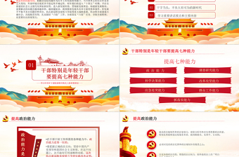 精美质感时尚手绘党建风中青年年轻干部培训班重要讲话领导干部要提升七种能力党课PPT