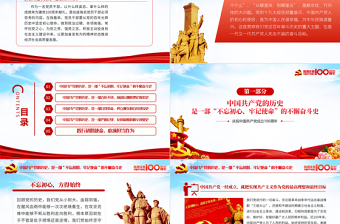 极简风蓝色大气党员干部要从党的百年光辉历史中坚定初心使命庆祝建党100周年PPT