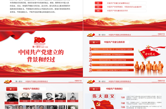 红色大气从开天辟地到百年风华庆祝建党100周年专题党课PPT模板
