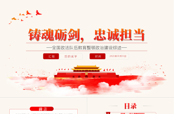 优秀铸魂砺剑忠诚担当PPT庄严大气全国政法队伍教育整顿政治建设综述总结党课课件