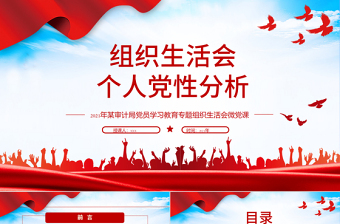 红色大气组织生活会个人党性分析PPT某审计局党员学习教育专题组织生活会微党课