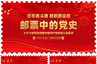 2025邮票中的党史PPT红色创意从方寸邮票间领悟中国共产党的初心和使命专题教育微党课课件