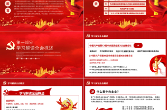 精美时尚十九届六中全会精神PPT深入贯彻党的百年奋斗的伟大成就历史经验重要党课课件模板