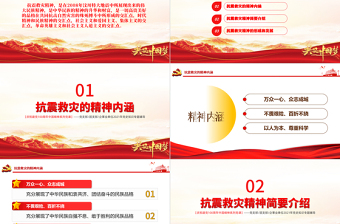大气简洁学习抗震救灾精神PPT建党100周年中国精神谱系万众一心众志成城不畏艰险百折不挠以人为本尊重科学党课课件