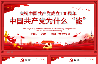 优质中国共产党为什么“能”庆祝中国共产党成立100周年专题党课PPT模板