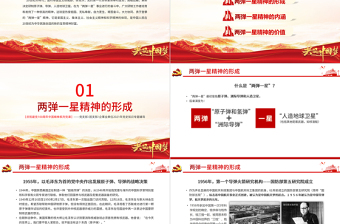 红色质感弘扬两弹一星精神PPT建党100周年中国精神谱系热爱祖国无私奉献自力更生艰苦奋斗大力协同勇于登攀科学家精神党课课件