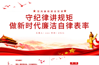 红色党政风守纪律讲规矩PPT做新时代廉洁自律表率党员思想教育党课课件