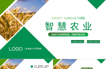 大气时尚智慧农业PPT绿色大气促进产业结构转型智慧农业规划模板
