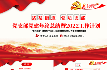 红色简洁党支部党建年终总结暨工作计划PPT不忘初心牢记使命学党史专题系列党课课件