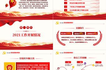 红色简洁党支部党建年终总结暨工作计划PPT不忘初心牢记使命学党史专题系列党课课件