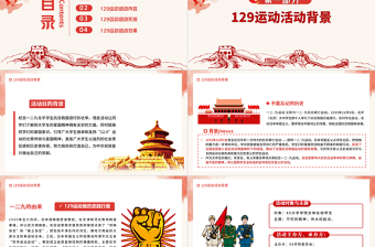 精美时尚一二·九运动PPT红色沧桑感纪念129抗日救亡运动铭记历史砥砺奋进历史事件党课课件