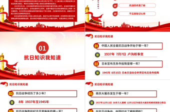 2025庆祝抗日战争胜利75周年纪念反法西斯战争红色专题党课PPT