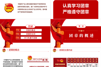 极简风中国共青团团章学习解读PPT红色大气共青团团支部主题党课课件模板下载