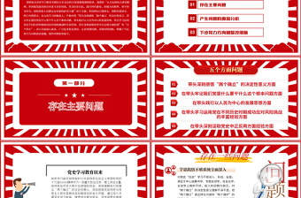 红色精美党史学习教育专题民主生活会“五个带头”对照检查发言材料PPT红色精品党委党支部党史学习专题党课课件模板
