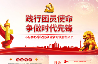 大气精美践行团员使命争做时代先锋PPT红色党政风做新时代合格团员主题团课课件模板