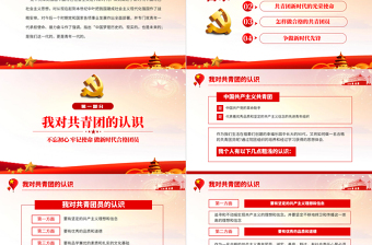 大气精美践行团员使命争做时代先锋PPT红色党政风做新时代合格团员主题团课课件模板