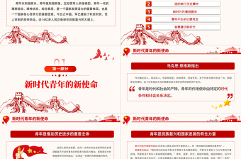 简洁大气弘扬五四精神争做合格团员PPT红色党政风不忘初心跟党走青年建功新时代主题团日活动课件模板