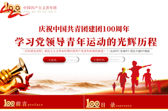 2025学习党领导青年运动的光辉历程PPT红色大气风中国共产党建党一百周年系列专题党课课件模板下载