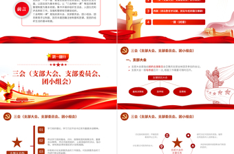 红色光效三会两制一课PPT红色简洁保持和增强政治性先进性群众性推进从严治团共青团团课模板
