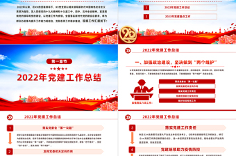 红色大气年党建工作总结及2023年工作计划PPT国有企业党支部开展工作制定计划专题党建党课课件模板