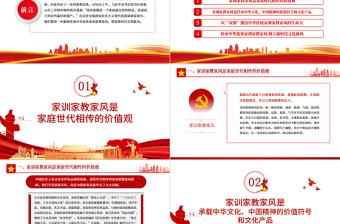 优质传中华家训家教家风树新时代文明新风PPT红色党政风党员干部学习辅导微党课课件
