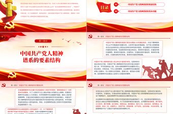 红色精美中国共产党人精神谱系的要素结构和功能PPT党政风党支部主题党日专题党课课件模板