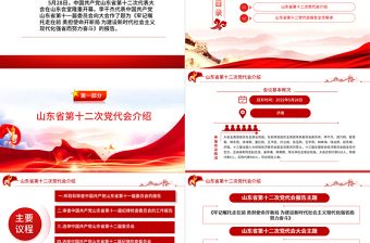 精美大气中国共产党山东省第十二次代表大会专题党课PPT课件模板