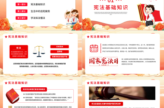 极简风我与宪法PPT卡通国潮风宪法基础知识及生活中的违宪案例普法知识宣传教育课件