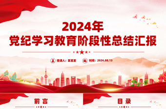 大气简洁党纪学习教育阶段性总结汇报PPT红色大气工作汇报模板