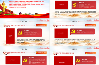 红色大气1921-2021中国共产党简史PPT党的一大到十九大发展历程建党100周年党史教育模板