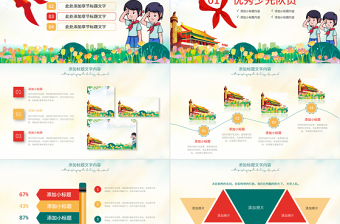 简约大气原创小学生少年先锋队少先队红领巾PPT模板-版权可商用
