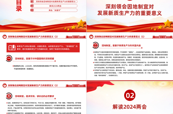 红色大气大气党政风2024年全国两会精神解读PPT下载