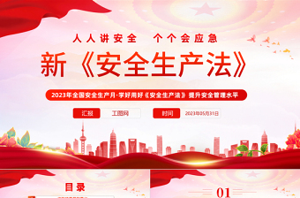 新《安全生产法》PPT红色卡通风全国安全生产月学好用好《安全生产法》提升安全管理水平专题课件模板下载