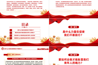 以奋斗姿态激扬青春PPT红色精美厚植家国情怀涵养进取品格以奋斗姿态激扬青春四有青年微党课