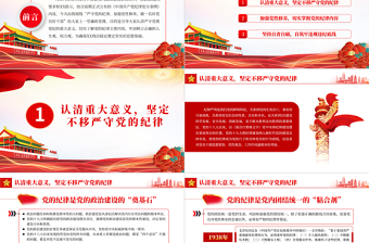 简洁实用严守党的纪律加强党性修养PPT红色大气做好党员好干部廉政党课学习课件