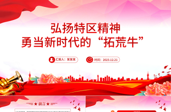 2025中国精神之特区精神PPT大气简洁勇当新时代的“拓荒牛”中国精神微党课