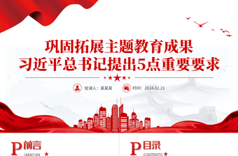 简洁大气巩固拓展主题教育成果5点重要要求PPT主题教育总结会议党课