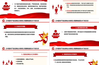红色精美红色创意简要概括关于《中国共产党纪律处分条例》的20个知识点PPT下载