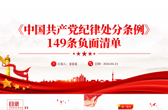 《中国共产党纪律处分条例》149条负面清单PPT下载