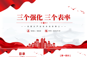 三个强化三个表率PPT党政风全面从严治党党课模板