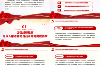 优质在全面从严治党中加强纪律教育PPT简约风全党开展党纪学习教育工作课件模板