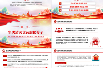 红色简洁反对腐败建设廉洁政治PPT红色党政风党史上的廉洁纪律建设微党课