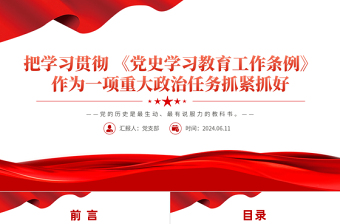 把学习贯彻 《党史学习教育工作条例》作为一项重大政治任务抓紧抓好PPT