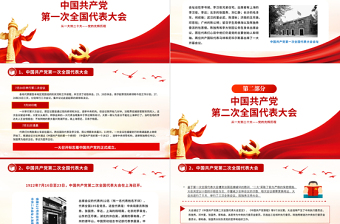 大气简洁党史学习PPT红色简洁从一大到二十大党的光辉历程党课课件