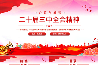 二十届三中全会精神解读PPT大气简洁三中全会公报党课课件
