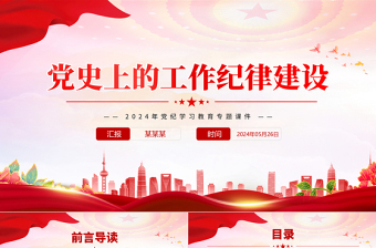 简洁风党史上的工作纪律建设PPT2024年党纪学习教育专题微党课