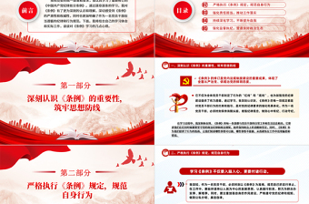 红色党政风精美简洁《中国共产党纪律处分条例》学习心得体会PPT微党课