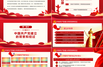 精品峥嵘百年光辉历程PPT红色大气风热烈庆祝中国共产党成立101周年七一建党节党史教育专题党课课件模板