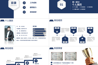 蓝色精致个人竞聘简历PPT面试求职职级晋升竞岗内部岗位竞聘报告